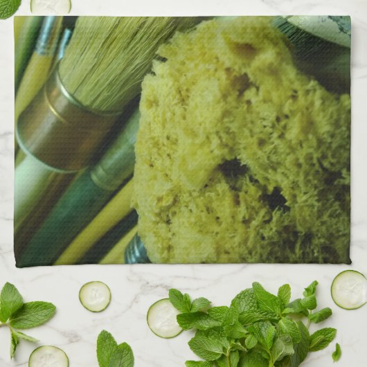 Penselen en verf theedoek (Gevouwen)