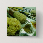 Penselen en verf vierkante button 5,1 cm (Voorkant)