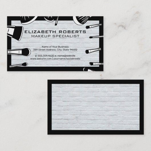 Penselen instellen | Moderne wand van witte brick Visitekaartje (Voorkant / Achterkant)