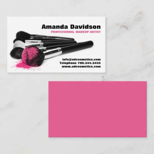 Penselen maken met roze Blush Powder Visitekaartje (Voorkant / Achterkant)