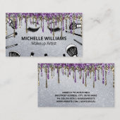 Penselen | Makeup Artist | Glitterschijven Visitekaartje (Voorkant / Achterkant)