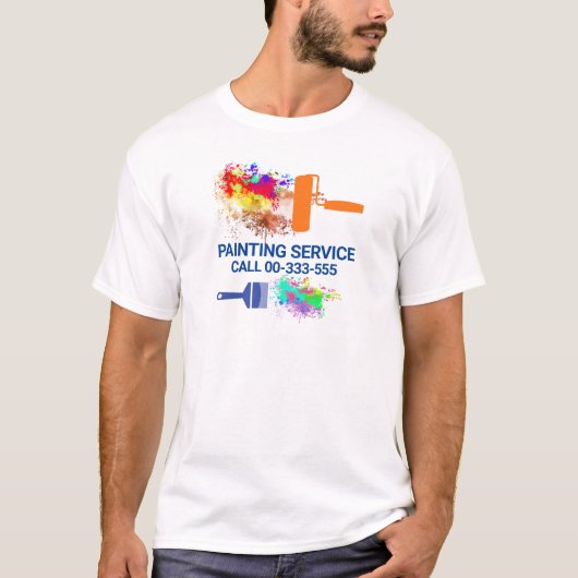 Penselen Schilderen Verf Splatter T-shirt (Voorkant)