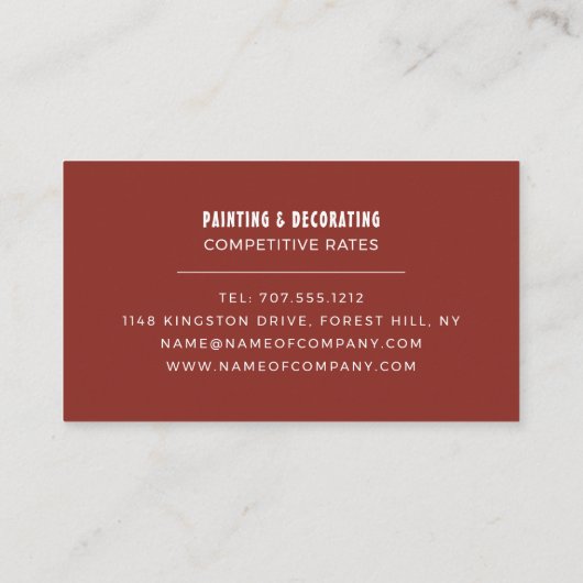 Penselen, schilderpenselen en decorator visitekaartje (Achterkant)