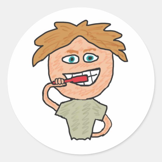 Penselen Teeth Ronde Sticker (Voorkant)