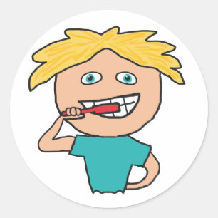 Penselen Teeth Ronde Sticker