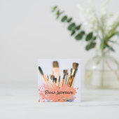 Penselen verven | Spatter | Artistiek Vierkante Visitekaartje (Staand voorkant)