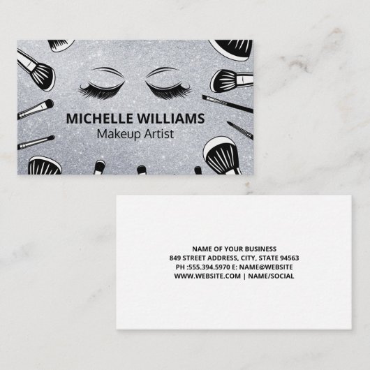 Penselen | visagiste | schoonheidsspecialist visitekaartje (Voorkant / Achterkant)