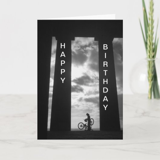 Penshaw Monument met Biker Birthday Card Kaart (Voorkant)
