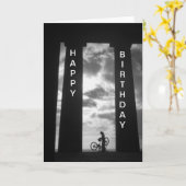 Penshaw Monument met Biker Birthday Card Kaart (Gele Bloem)