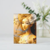 Pensief Japans meisje Briefkaart (Staand voorkant)