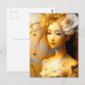 Pensief Japans meisje Briefkaart (Voorkant / Achterkant)