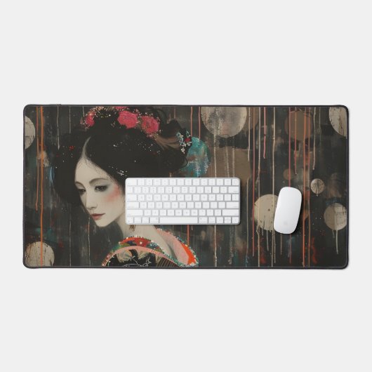 Pensieve vrouw in Kimono Bureaumat (Keyboard & Muis)