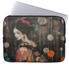 Pensieve vrouw in Kimono Laptop Sleeve