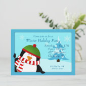 Pensiguin Winter Holiday Kaart (Staand voorkant)