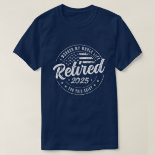 Pensioen 2025 Humor Cadeaus VS Vlag Gestopt 2025 T-shirt