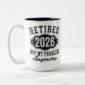 Pensioen 2026 niet meer mijn probleem tweekleurige koffiemok (Links)