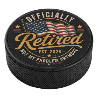 Pensioen 2026 Niet Mijn Probleem Meer VS Vlag Hockey Puck