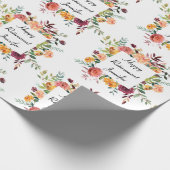 Pensioen Aangepaste tekst Naam Bloemen  Bloemen Cadeaupapier (Hoek)