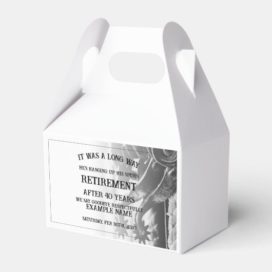 Pensioen aankondiging met oude sporen bedankdoosjes (Voorkant Zijde)