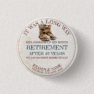 Pensioen aankondiging met oude sporen ronde button 3,2 cm