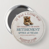 Pensioen aankondiging met oude sporen ronde button 4,0 cm (Voorkant /achterkant)