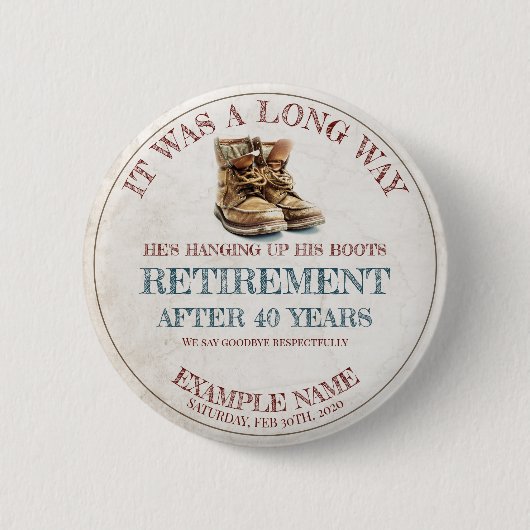 Pensioen aankondiging met oude sporen ronde button 5,7 cm (Voorkant)