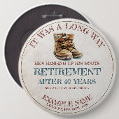 Pensioen aankondiging met oude sporen ronde button 6,0 cm (Voorkant /achterkant)
