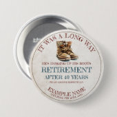 Pensioen aankondiging met oude sporen ronde button 7,6 cm (Voorkant /achterkant)