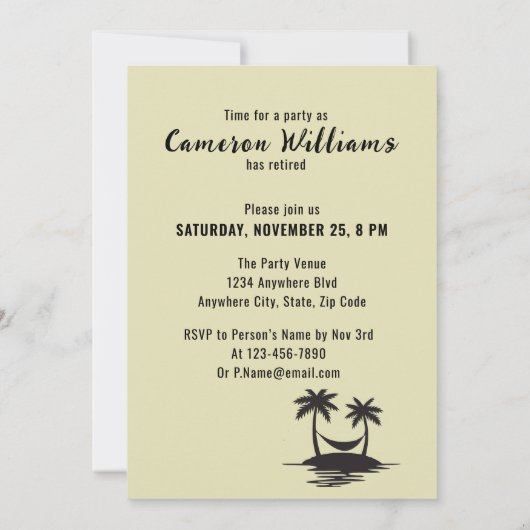 Pensioen afscheid Spanning Palm Tree hangmat Kaart (Achterkant)