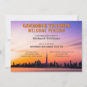 Pensioen afscheid spanning stad skyline kaart (Voorkant)