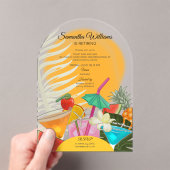 Pensioen Afscheid Tropisch strand Cocktail Party Acryl Uitnodigingen (Insitu (Draagbaar))