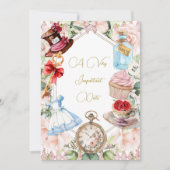 Pensioen Alice in Wonderland Roze Bloemen Kaart (Voorkant)