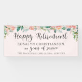 Pensioen Aquarel Blozende Roze Bloemrijke Script Spandoek (Horizontaal)