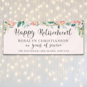 Pensioen Aquarel Blozende Roze Bloemrijke Script Spandoek