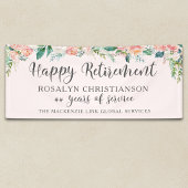 Pensioen Aquarel Blozende Roze Bloemrijke Script Spandoek