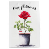 Pensioen Aquarel Rode Rozenstruik Medium Cadeauzakje (Voorkant)