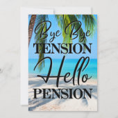 Pensioen Beach Scene Bye Bye Tension Party Kaart (Voorkant)