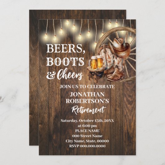Pensioen Beers Boots & Cheers Westerne partij Kaart (Voorkant / Achterkant)