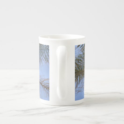 Pensioen begint hier Palm Tree Bone China Mok (Achterkant)