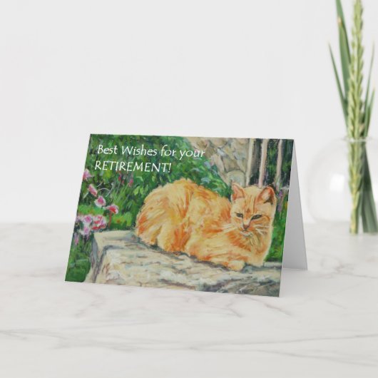 Pensioen beste wensen Kaart, Ginger Cat Kaart (Voorkant)