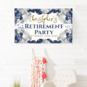 pensioen blauwe ballonnen feest welkom spandoek (Insitu)