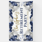 pensioen blauwe ballonnen feest welkom spandoek (Verticaal)