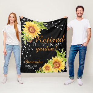 Pensioen Bloemen Zonnebloem Quote Zwart Fleece Deken