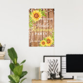 Pensioen Bloemen Zonnebloem Rustiek Feest Welkom Poster (Thuiskantoor)