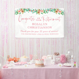 Pensioen Bloemendruk Tropisch Schrift Congrats Spandoek