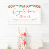 Pensioen Bloemige Tropische Script Felicitatie Spandoek (Insitu)
