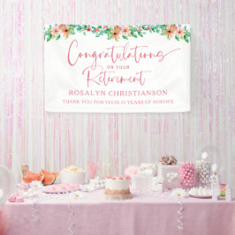 Pensioen Bloemrijke Tropische Script Felicitaties Spandoek
