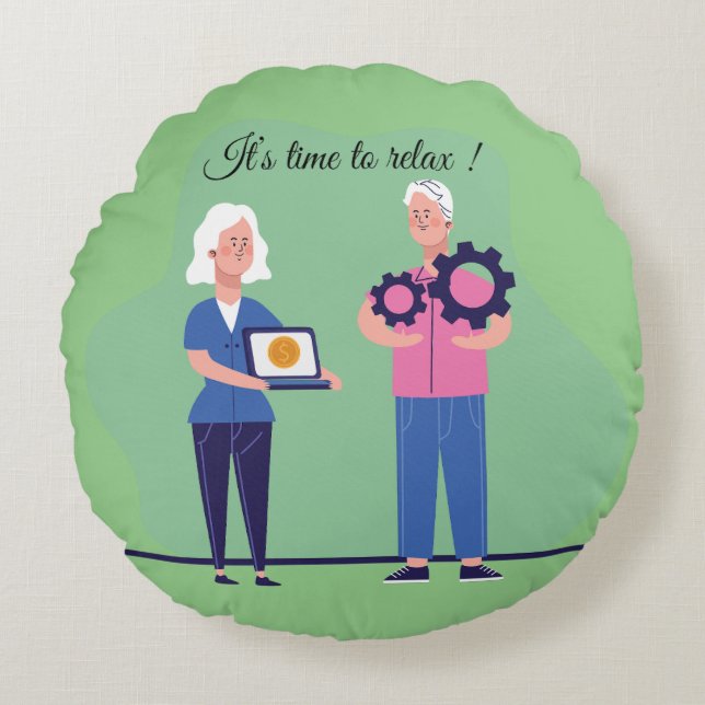Pensioen cadeau voor collega rond kussen (Voorkant)