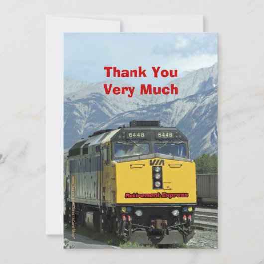 Pensioen dank u, Yellow Train Railroad Bedankkaart (Voorkant)