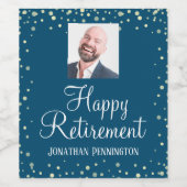 Pensioen Eén Foto Fun Confetti Wijn Etiket (Enkel label)